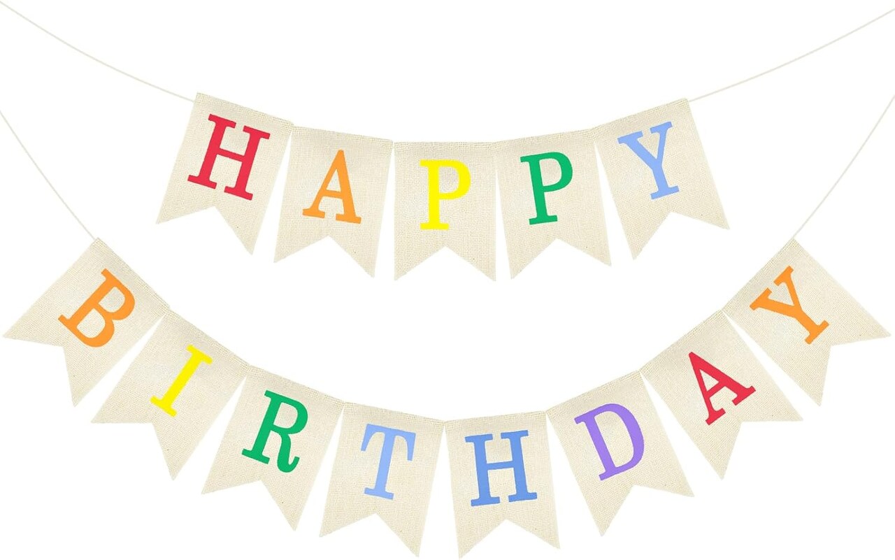 Happy Birthday Banner - NO-DIY Colorful Burlap Happy Birthday Banner Sign Happy Birthdays Party Decoration Happy Birthdays Banners Bunting for Women Men Girl Boy Celebration Party Backdrop